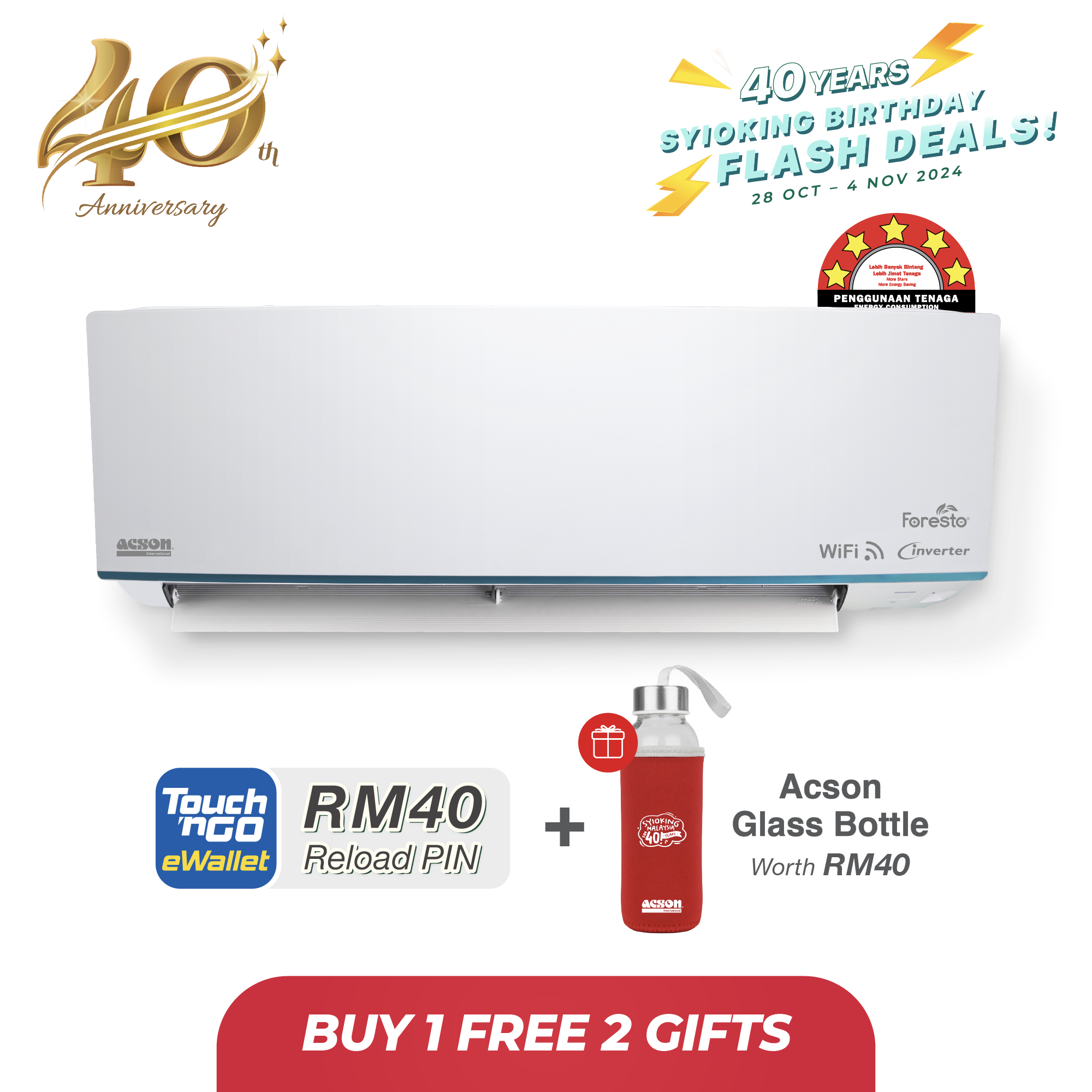 AVORY Premium Inverter (1.0HP) Air Conditioner R32 WiFi