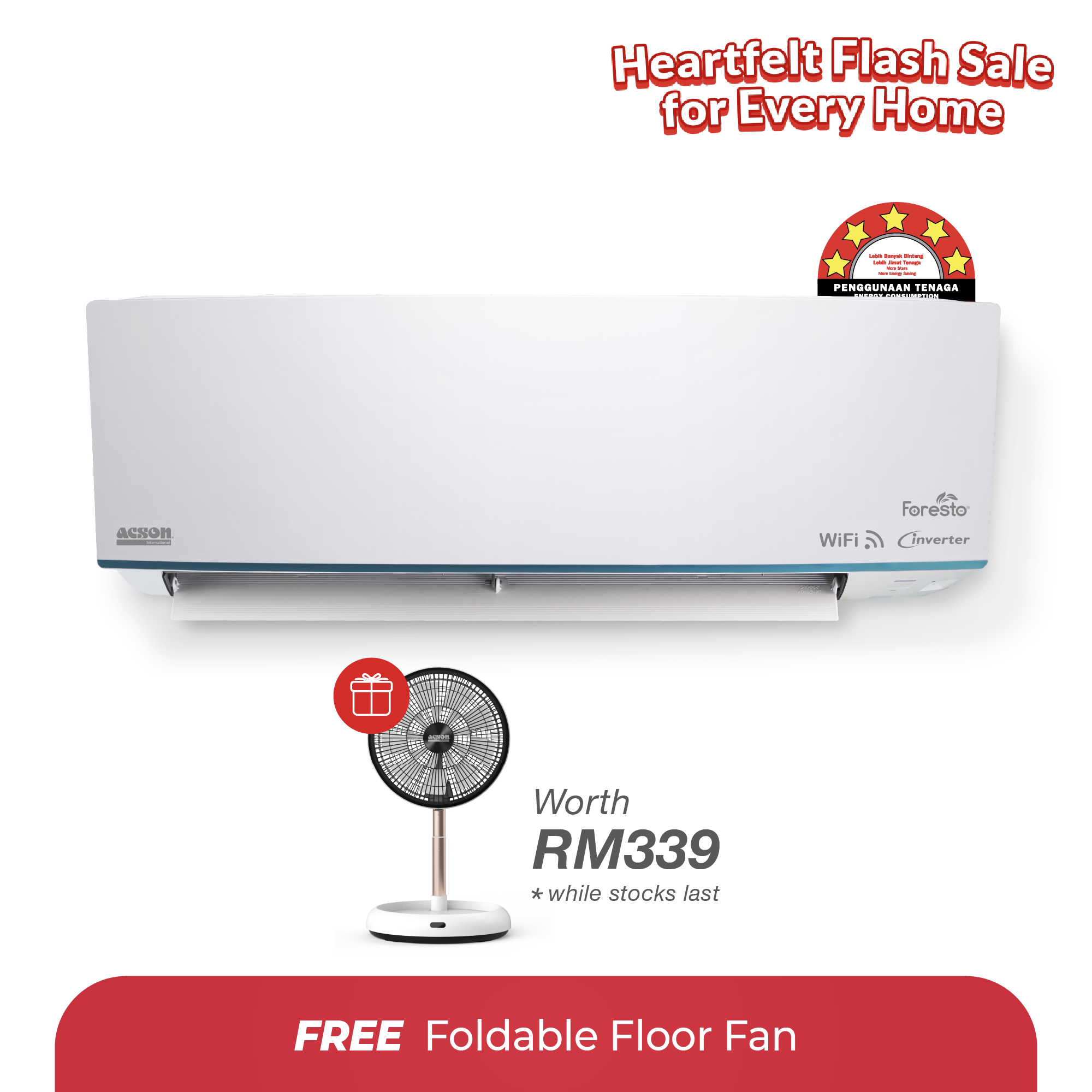 AVORY Premium Inverter (2.0HP) Air Conditioner R32 WiFi