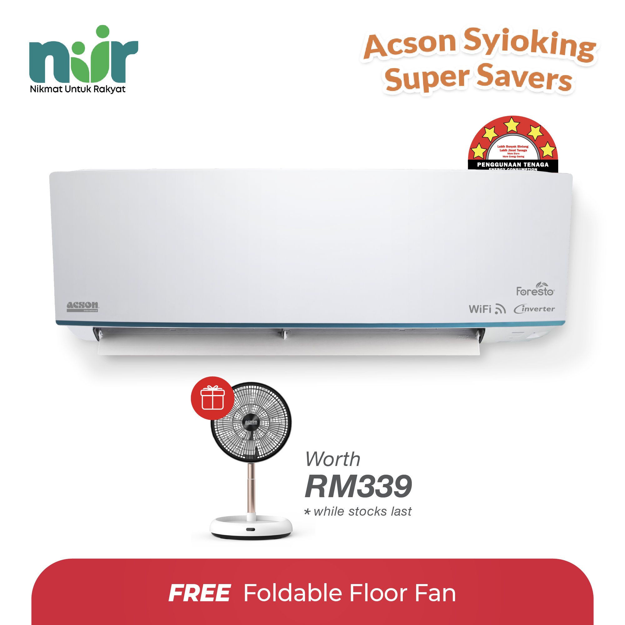 AVORY Premium Inverter (2.0HP) Air Conditioner R32 WiFi