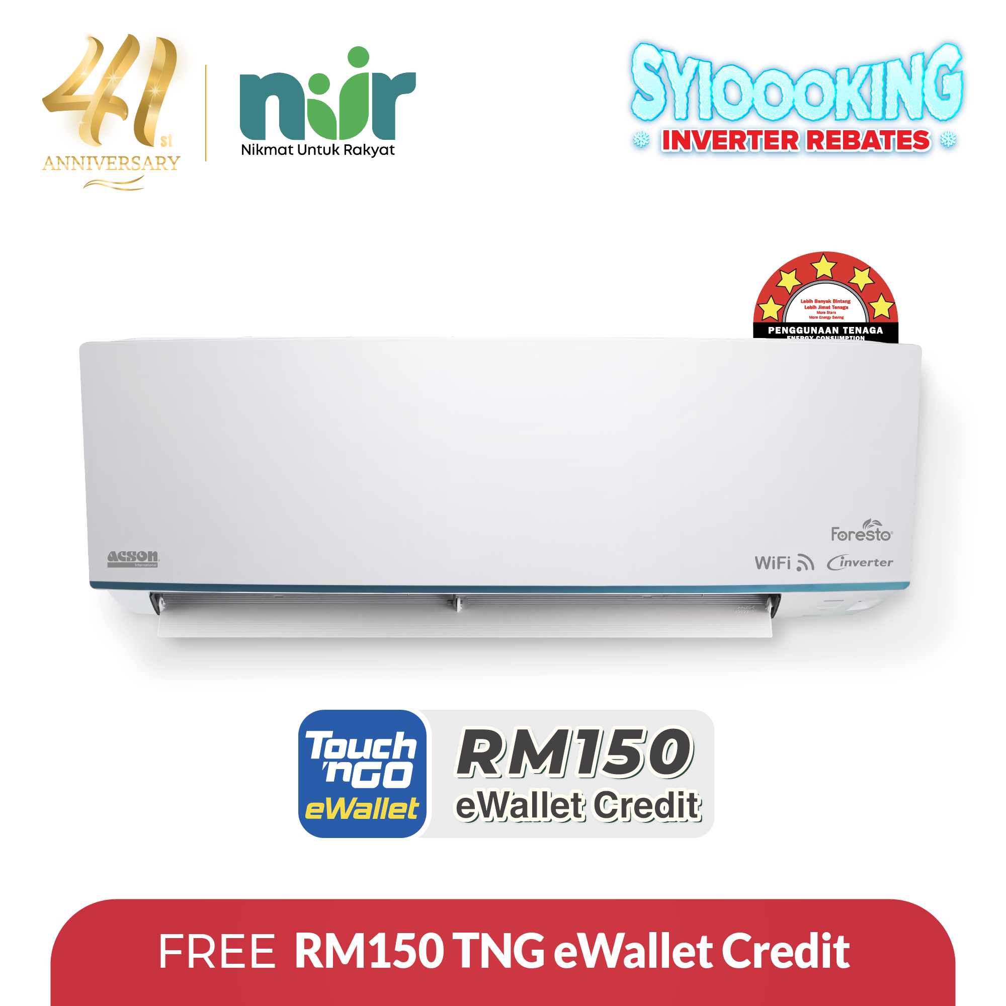 AVORY Premium Inverter (1.0HP) Air Conditioner R32 WiFi