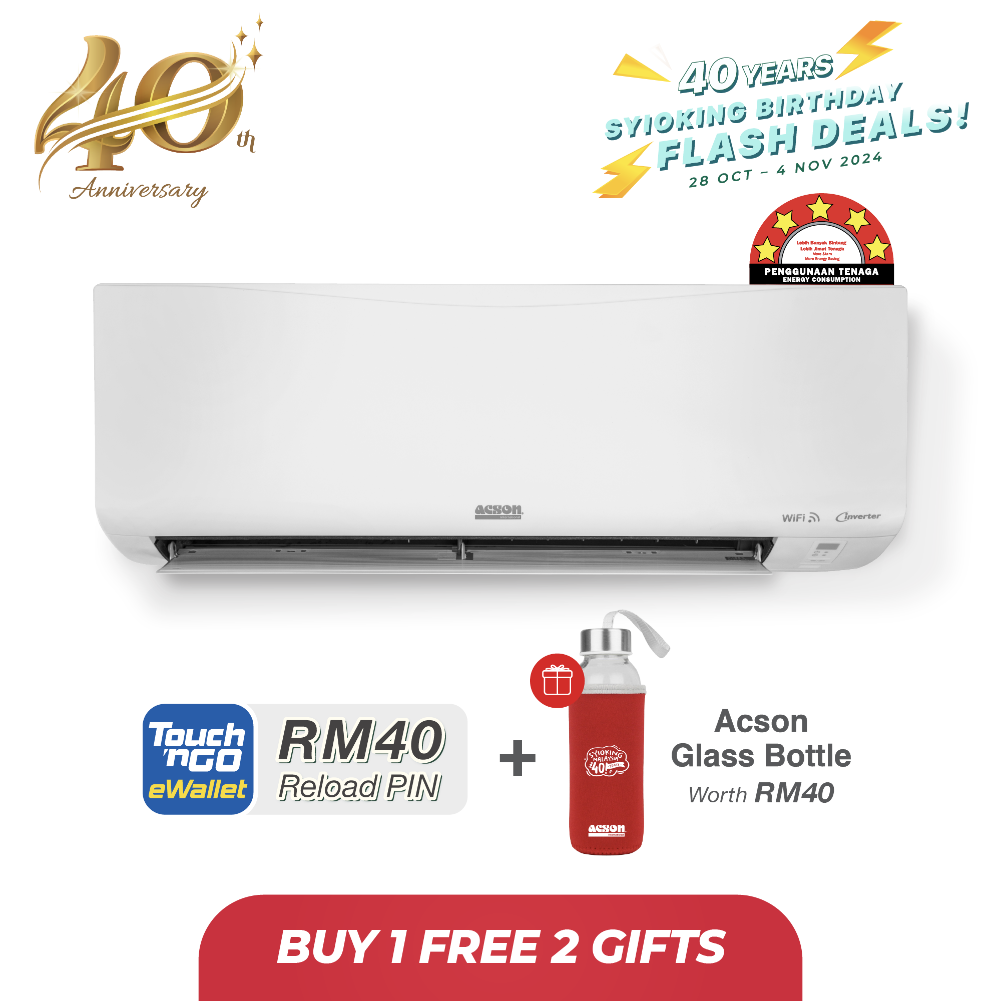 REINO+ Inverter (1.0HP) Air Conditioner R32 WiFi