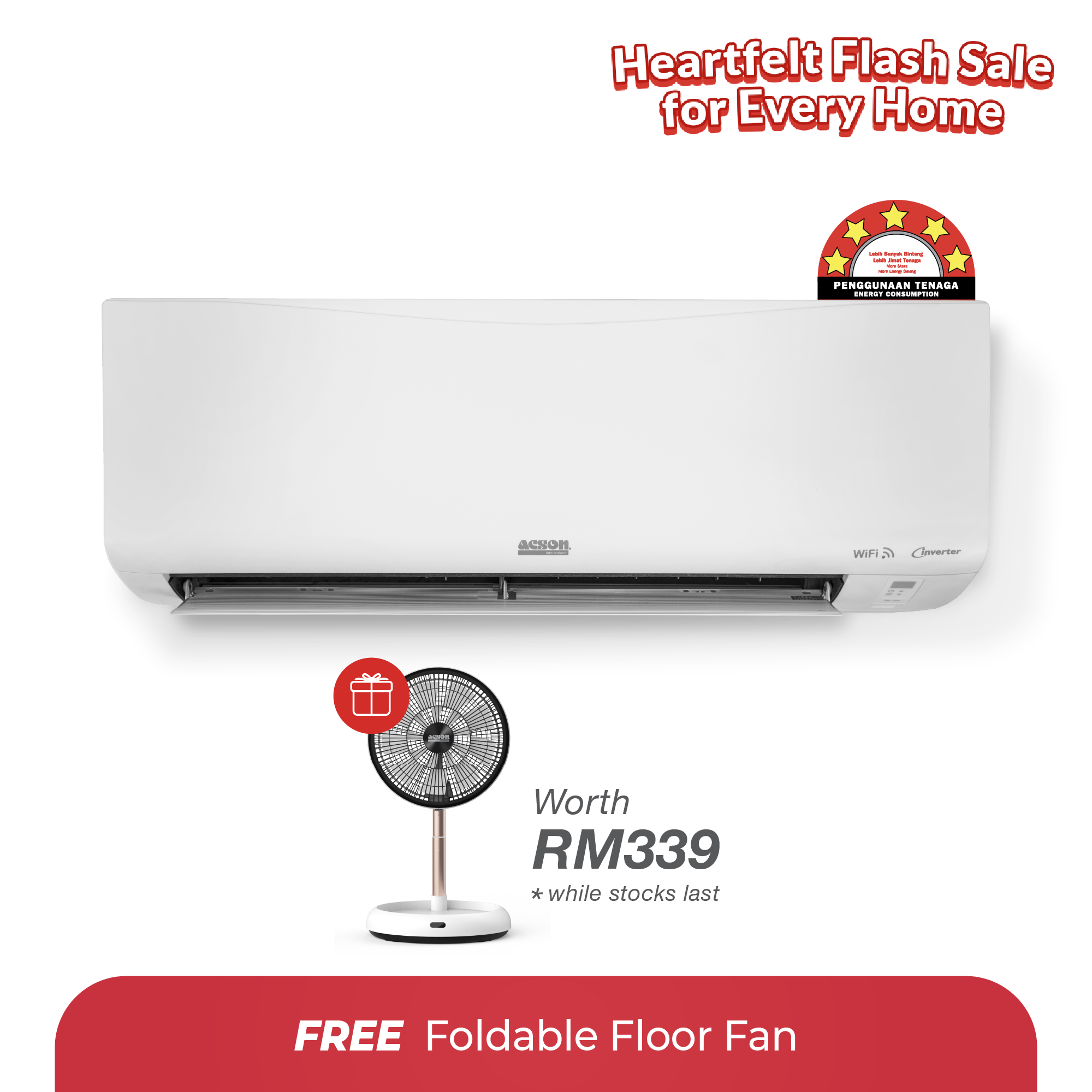 REINO+ Inverter (2.0HP) Air Conditioner R32 WiFi