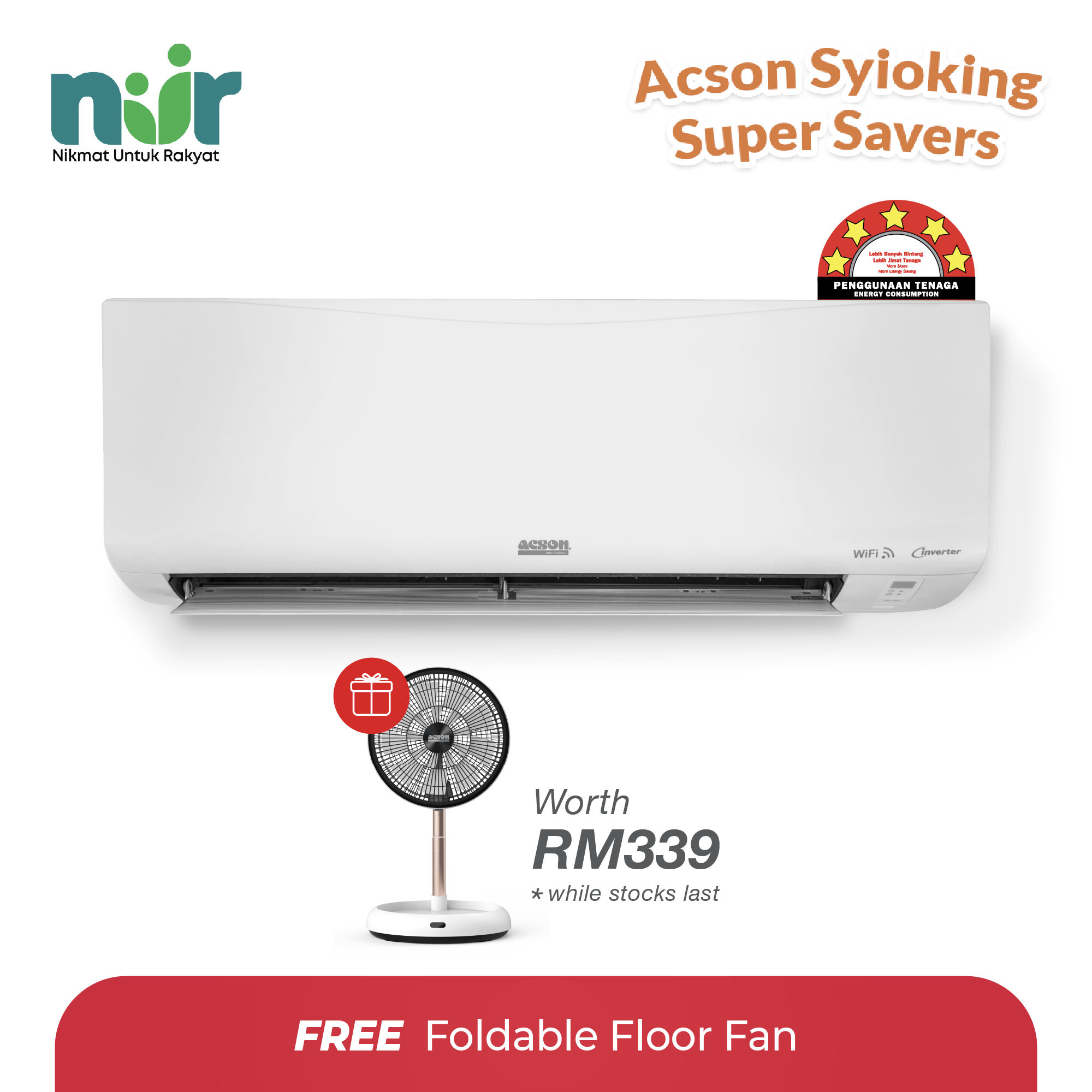 REINO+ Inverter (2.0HP) Air Conditioner R32 WiFi