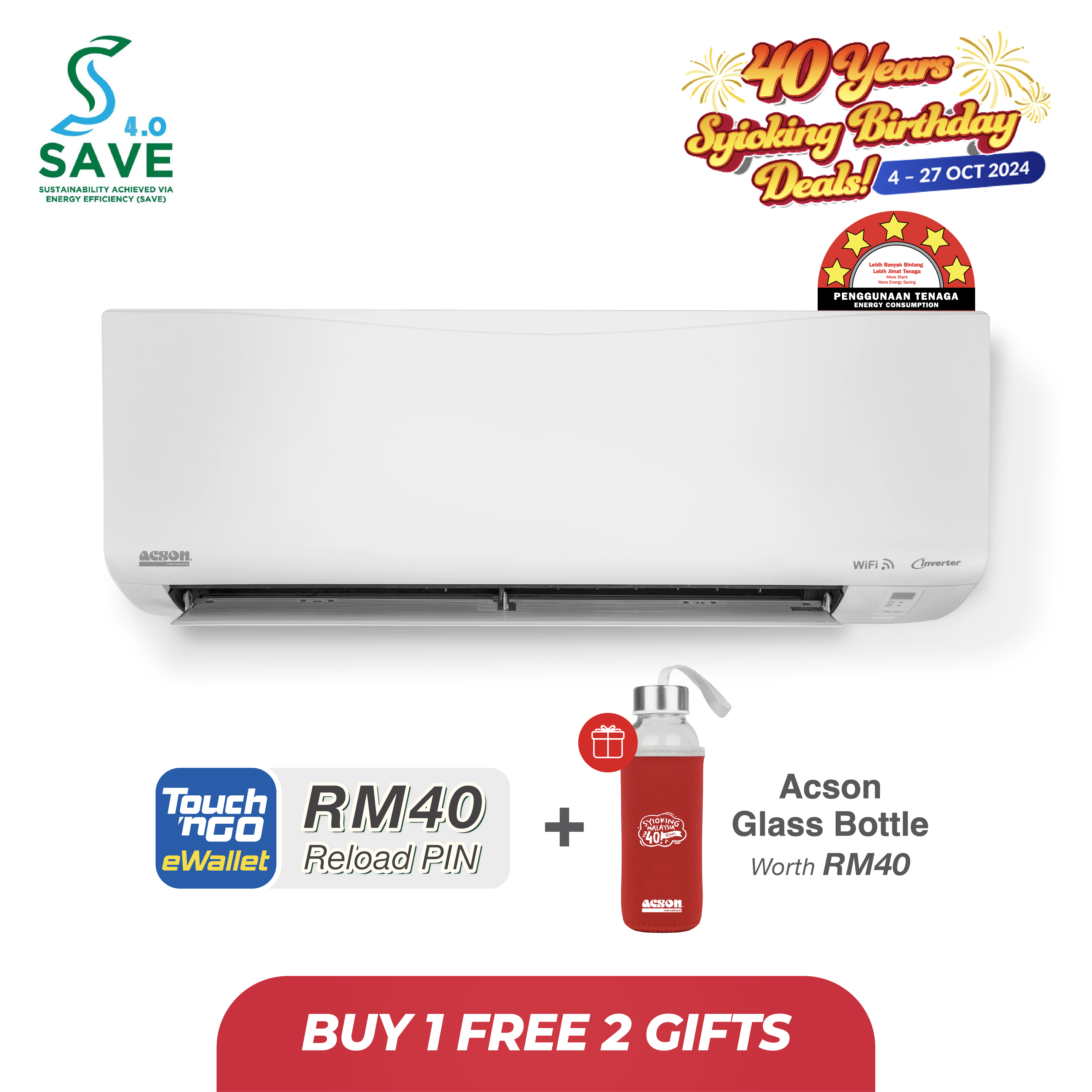 REINO Inverter (2.5HP) Air Conditioner R32 WiFi