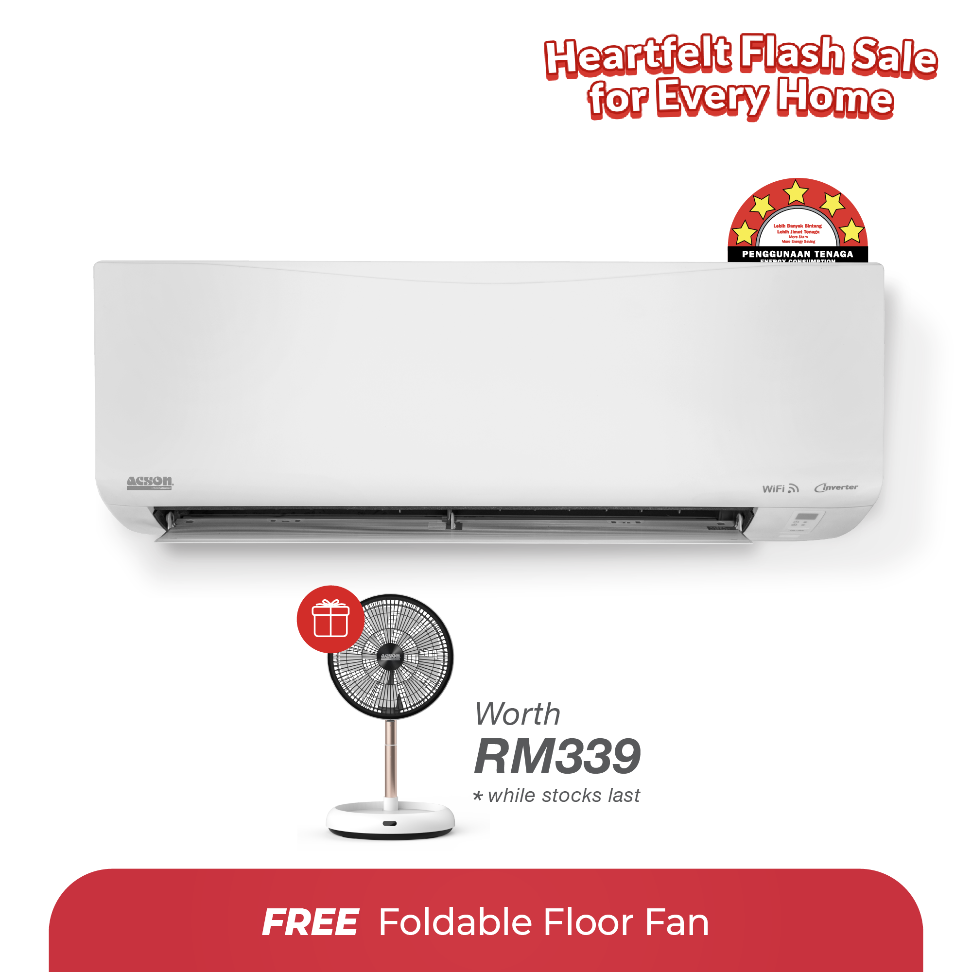 REINO Inverter (2.5HP) Air Conditioner R32 WiFi