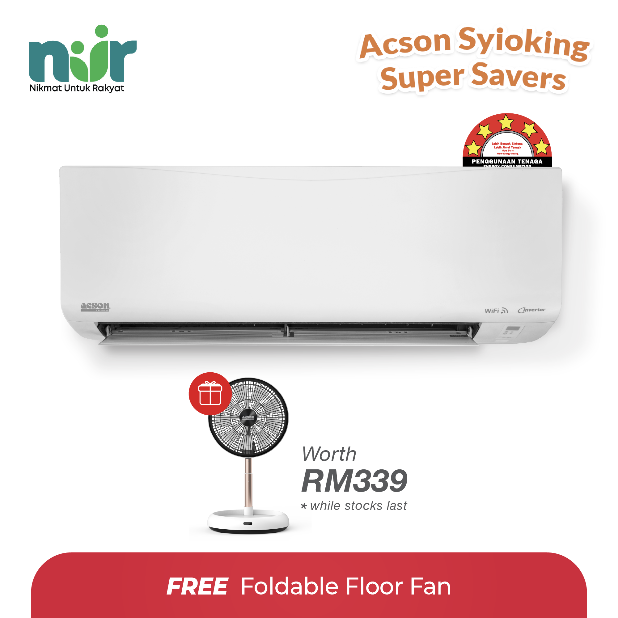 REINO Inverter (2.5HP) Air Conditioner R32 WiFi