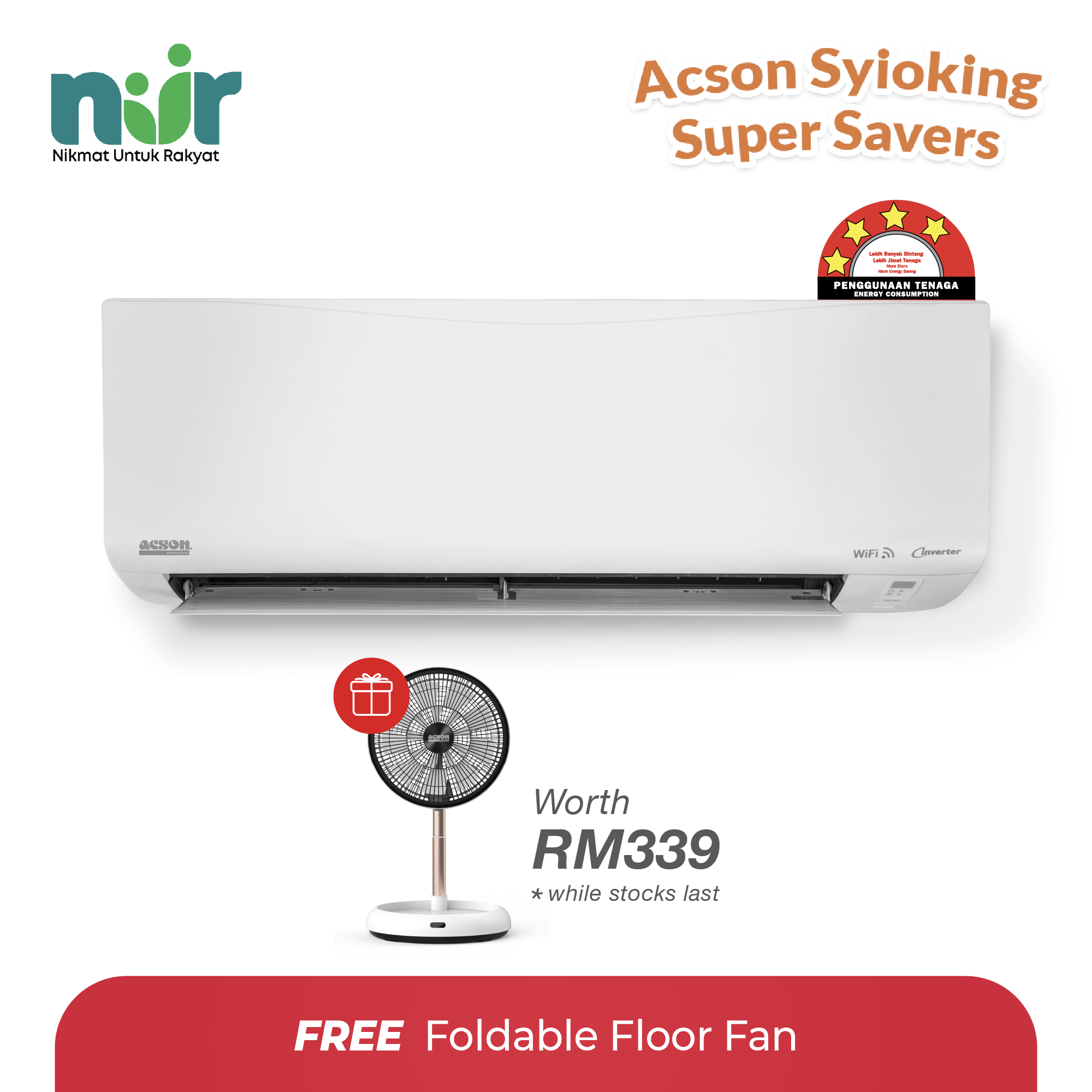 REINO Inverter (2.0HP) Air Conditioner R32 WiFi