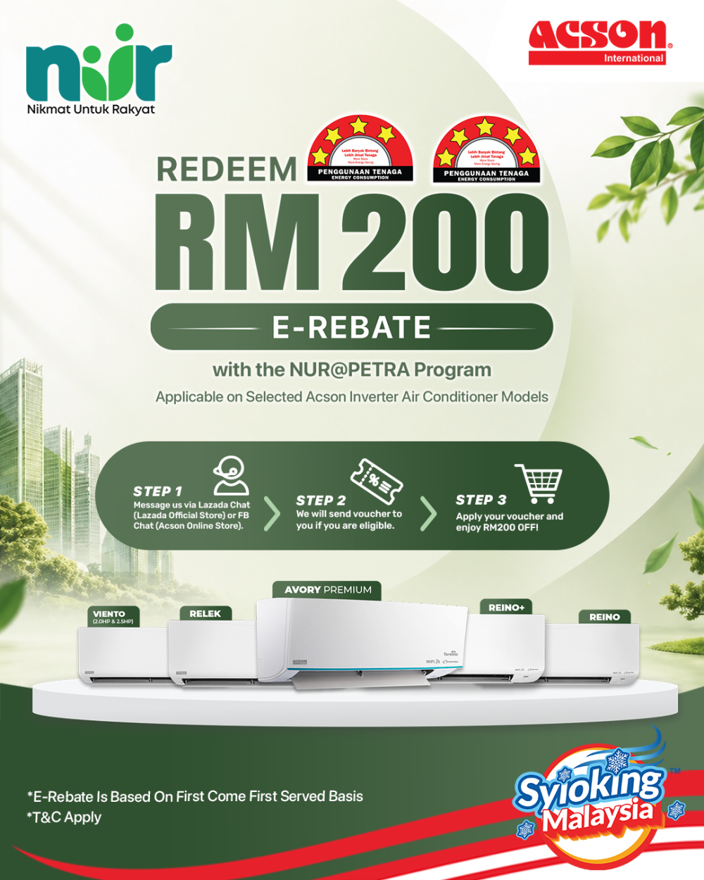 Acson-NUR-(Online-Store_M) AVORY Premium Inverter (2.5HP) Air Conditioner R32 WiFi